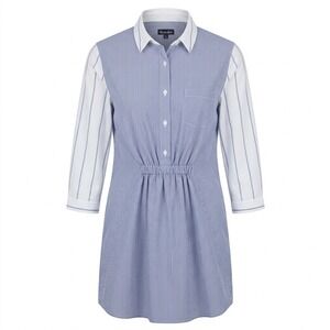 Steve Alan Blue White Striped Cotton Shirt Dress Pockets Size 8 - CJ